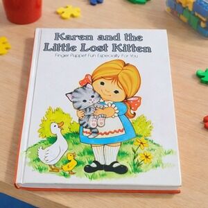 Vintage 1982 Karen Little Lost Kitten Puppet Book Hardcover